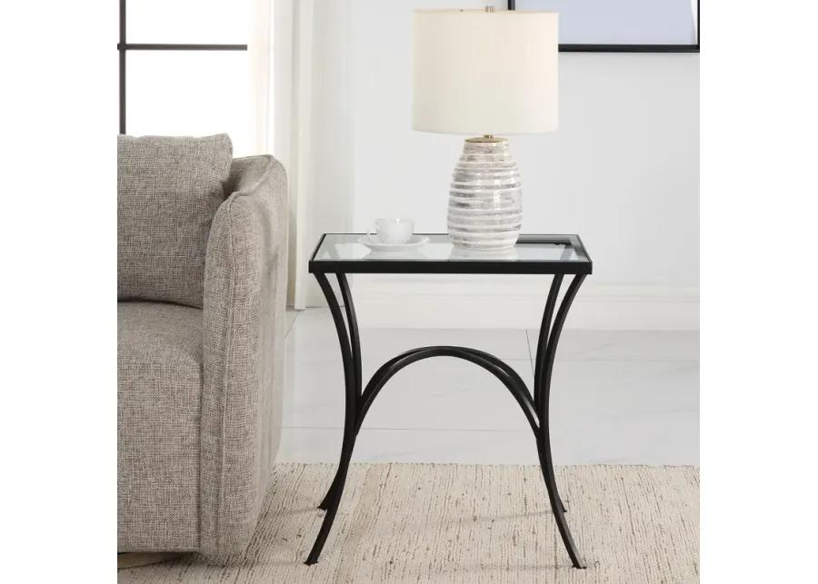 Alayna Black Metal & Glass End Table