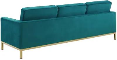 Loft Gold Stainless Steel Leg Performance Velvet Sofa