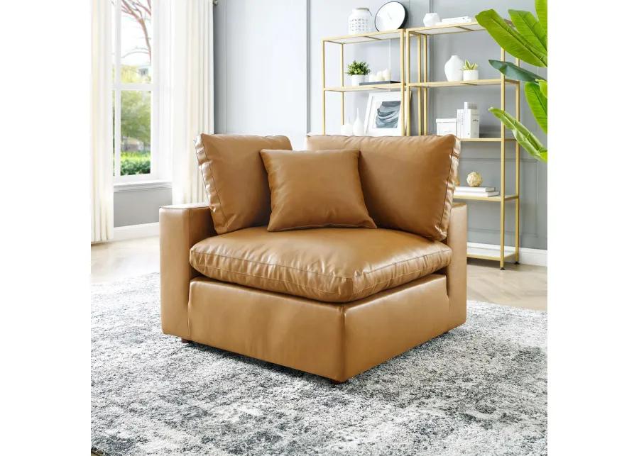 Commix Down Filled Overstuffed Vegan Leather Corner Chair