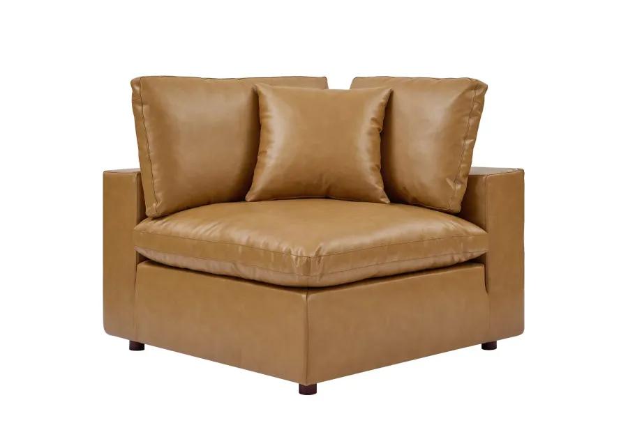 Commix Down Filled Overstuffed Vegan Leather Corner Chair