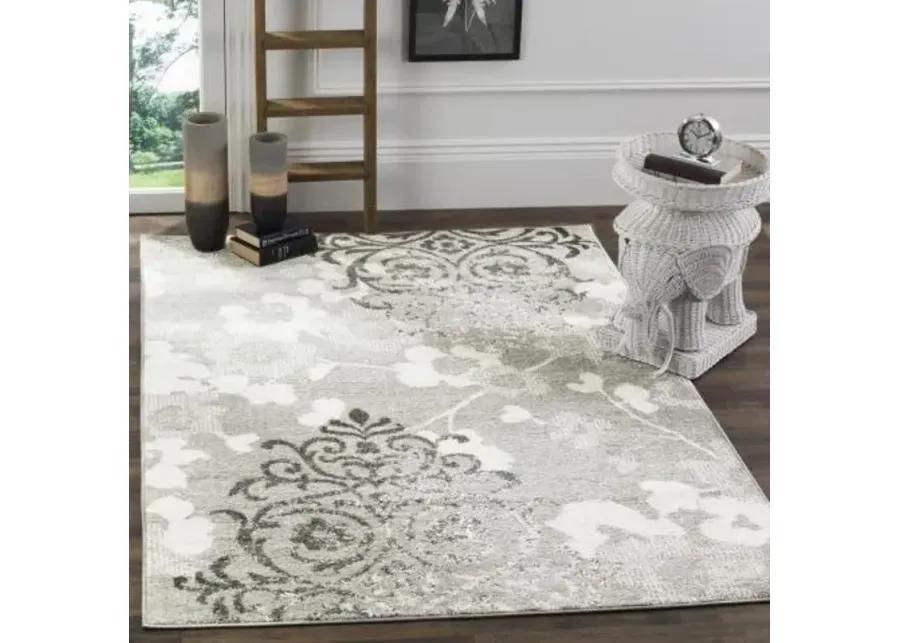 Adirondack Contemporary Silver / Ivory 8' X 8' Square Powerloomed Rug