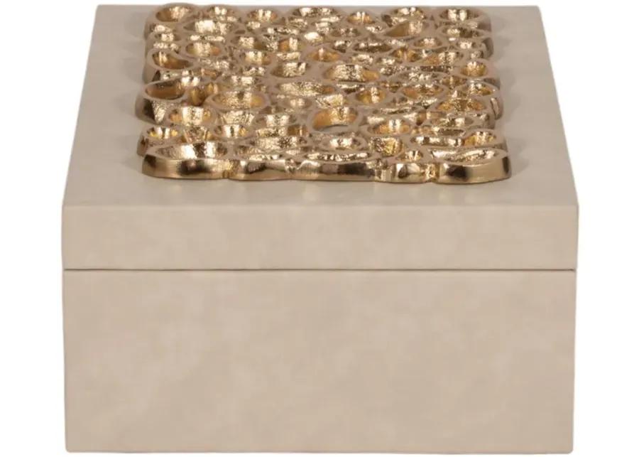 11" Box With Gold Open Cut-out On Top, Ivory