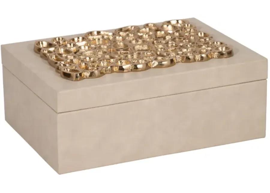 11" Box With Gold Open Cut-out On Top, Ivory