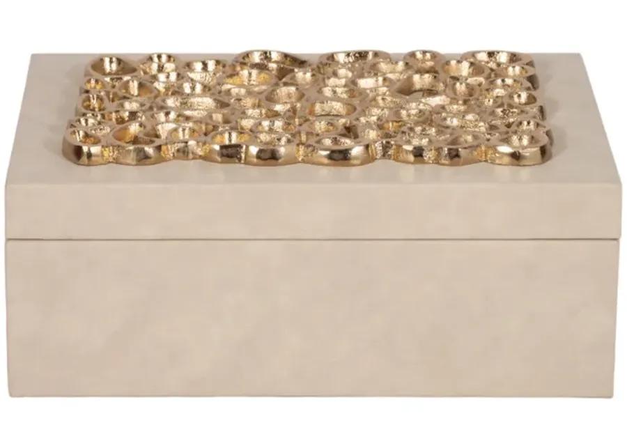 11" Box With Gold Open Cut-out On Top, Ivory