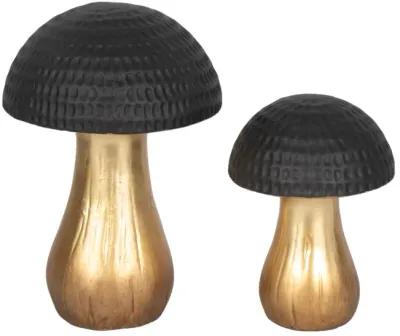 9" Hammered Top Mushroom, Black/gold