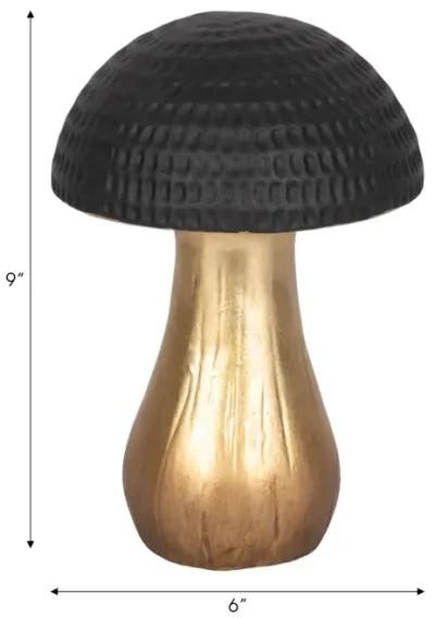 9" Hammered Top Mushroom, Black/gold