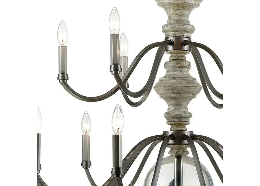 Neo Classica 36" Wide 15-Light Chandelier - Aged Black