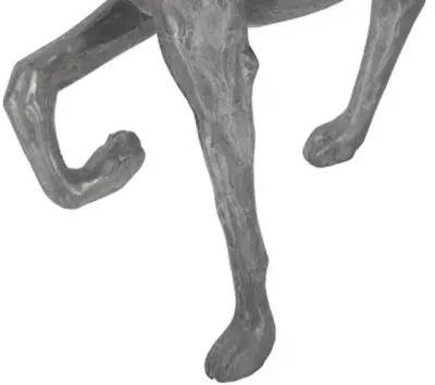 prancing dog sculpture, black/silver, aluminum