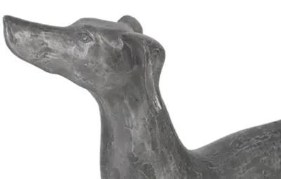 prancing dog sculpture, black/silver, aluminum