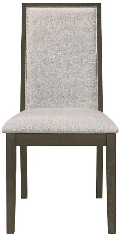 Kelly Upholstered Solid Back Dining Side Chair Beige and Dark Grey (Set of 2)