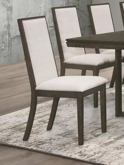 Kelly Upholstered Solid Back Dining Side Chair Beige and Dark Grey (Set of 2)