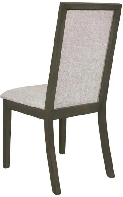 Kelly Upholstered Solid Back Dining Side Chair Beige and Dark Grey (Set of 2)