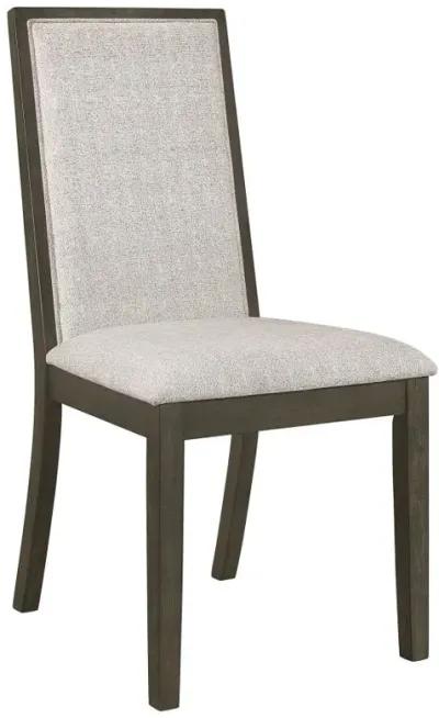 Kelly Upholstered Solid Back Dining Side Chair Beige and Dark Grey (Set of 2)