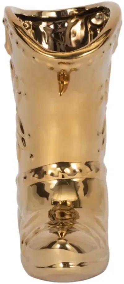 7" Cowboy Boot Vase, Gold