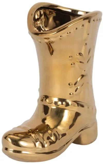 7" Cowboy Boot Vase, Gold