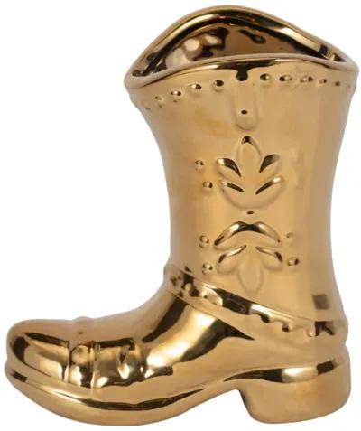 7" Cowboy Boot Vase, Gold