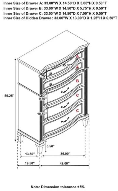 Evangeline 6-drawer Chest Silver Oak