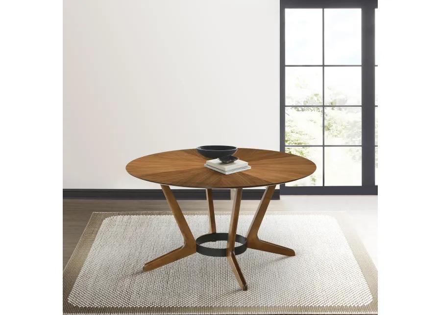 Santana Round Wood Dining Table in Walnut Finish