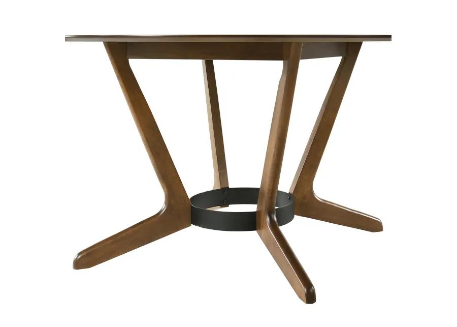 Santana Round Wood Dining Table in Walnut Finish