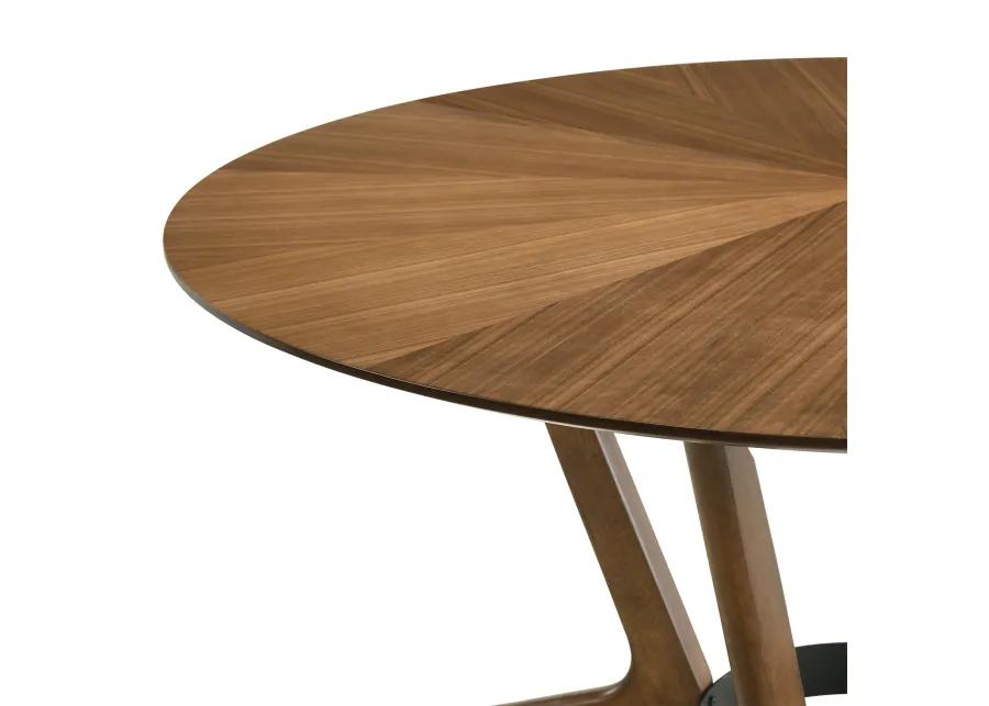 Santana Round Wood Dining Table in Walnut Finish