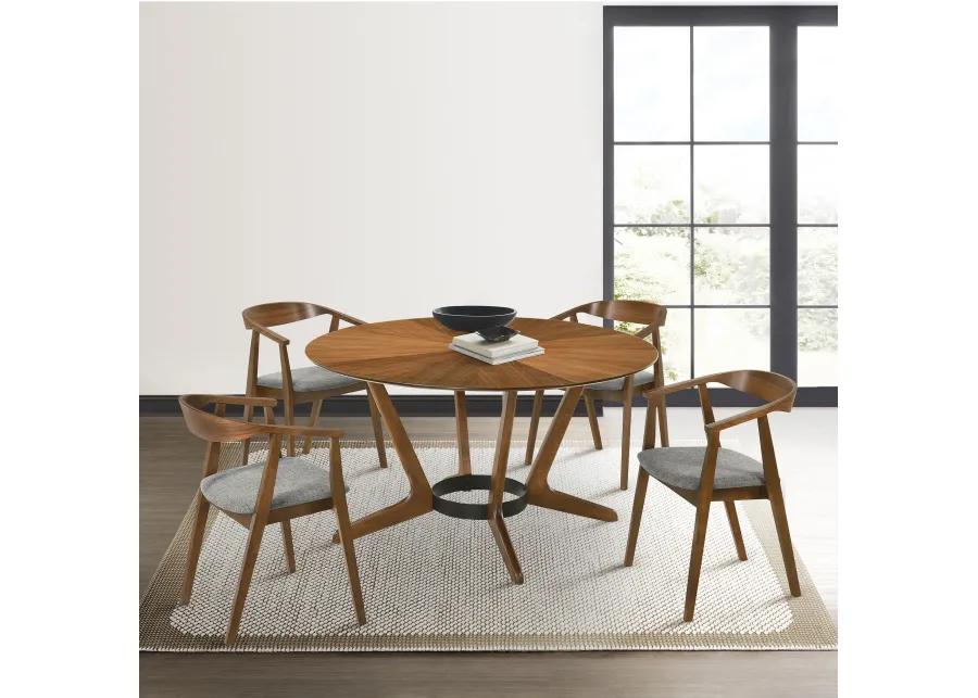 Santana Round Wood Dining Table in Walnut Finish