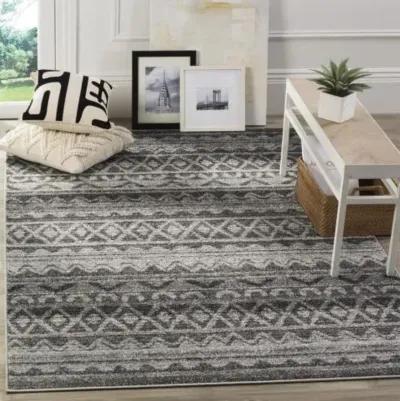 Adirondack Contemporary Ivory / Charcoal 3' X 5' Powerloomed Rug