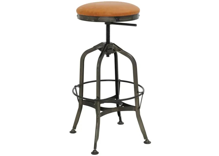 Industrial  Adjustable Stool Gunmetal Legs, Vintage Cedar