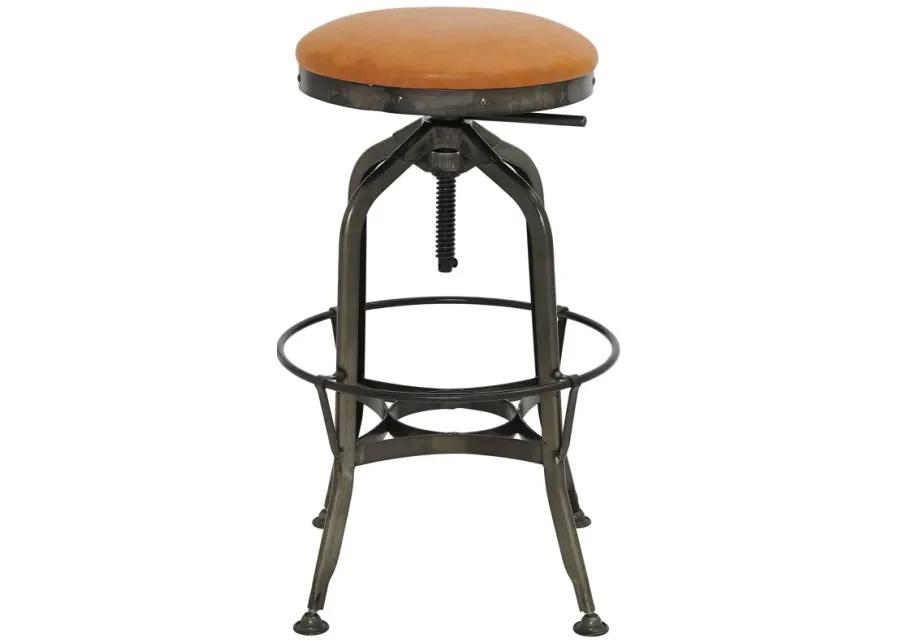 Industrial  Adjustable Stool Gunmetal Legs, Vintage Cedar