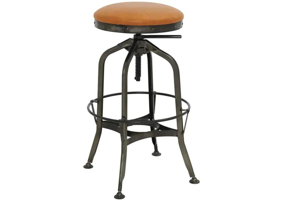 Industrial  Adjustable Stool Gunmetal Legs, Vintage Cedar