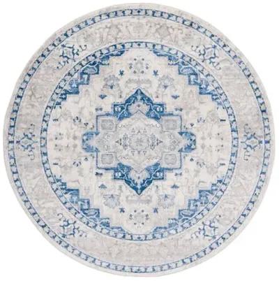 Brentwood 851 Ivory / Blue 6'-7" X 6'-7" Round Round Powerloomed Rug