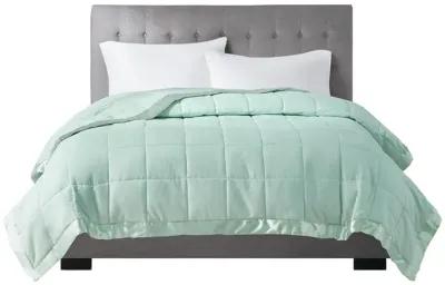 Madison Park Windom Seafoam Lightweight Down Alternative Blanket with Satin Trim