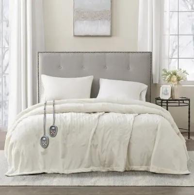 Beautyrest Heated Plush Ivory Blanket