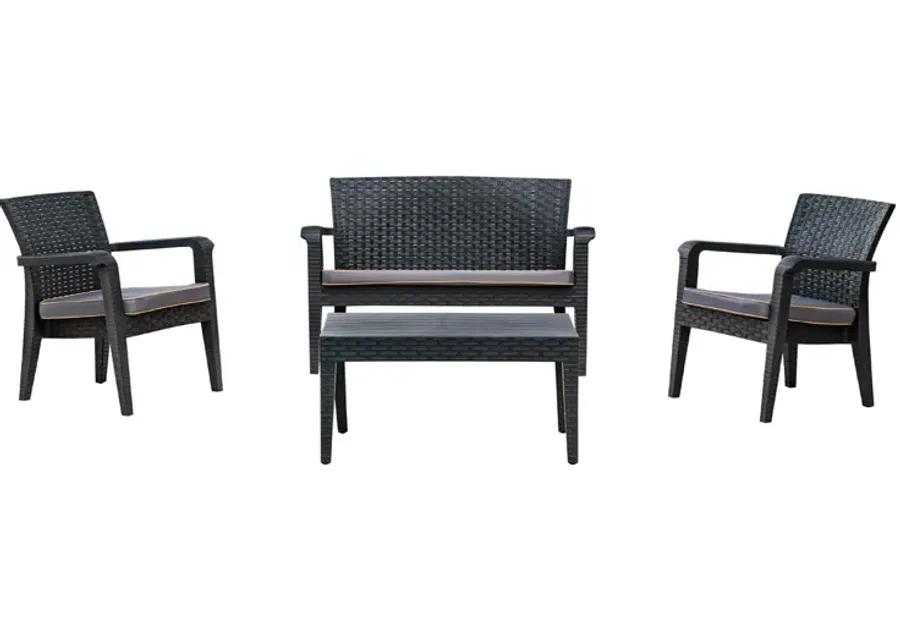 Alaska 4 Piece Seating Set with Cushions-Anthracite