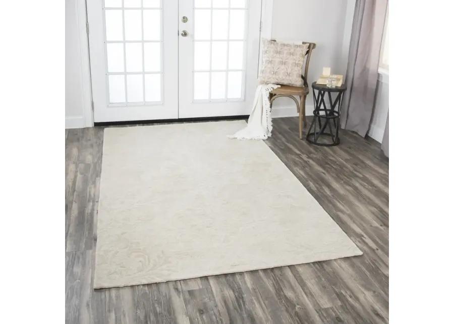 Fifth Avenue Beige Damask Wool 5' x 8' Rectangle Rug