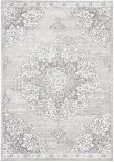 Brentwood 802 Grey / Ivory 5'-3" X 7'-6" Medium Rectangle Powerloomed Rug