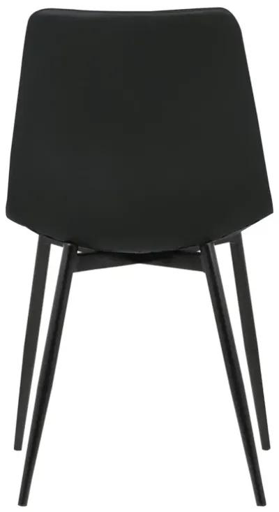 Monte Contemporary Dining Chair in Black Faux Leather with Black Powder Coated Metal Legs