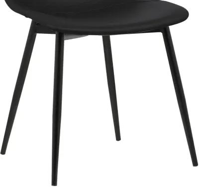 Monte Contemporary Dining Chair in Black Faux Leather with Black Powder Coated Metal Legs