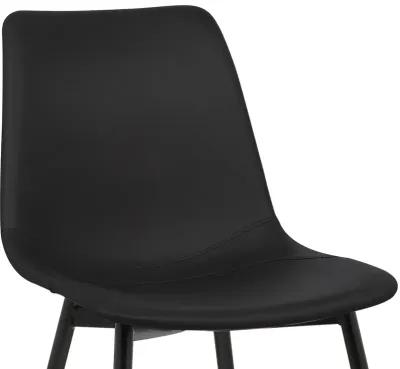 Monte Contemporary Dining Chair in Black Faux Leather with Black Powder Coated Metal Legs