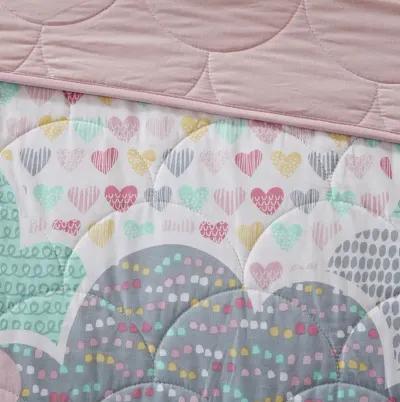 Urban Habitat Kids Cloud Pink Reversible Cotton Quilt Set with Throw Pillows