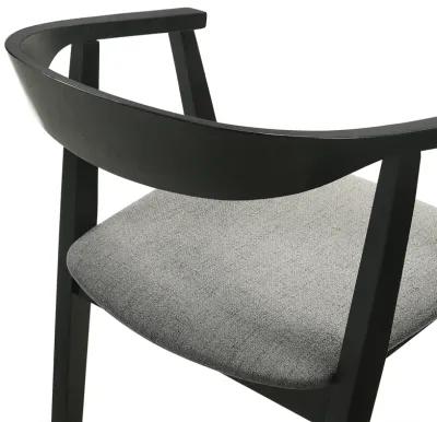 Santana Wood Dining Chair in Black Finish with Charcoal Fabric - Set of 2