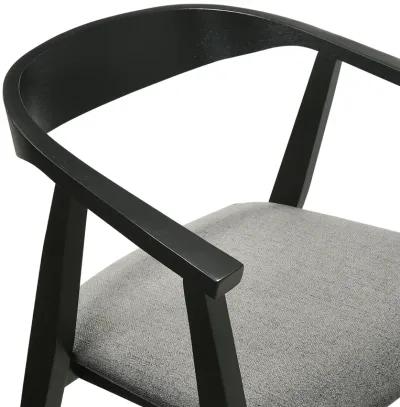 Santana Wood Dining Chair in Black Finish with Charcoal Fabric - Set of 2