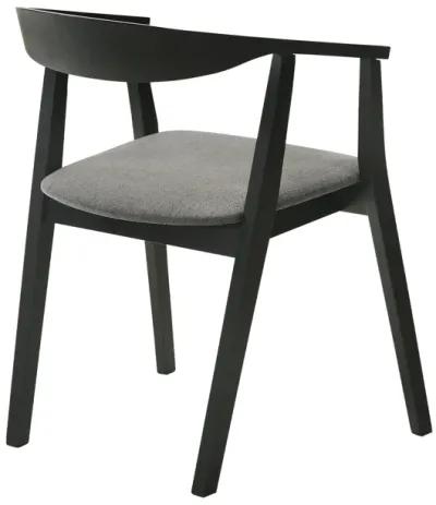 Santana Wood Dining Chair in Black Finish with Charcoal Fabric - Set of 2