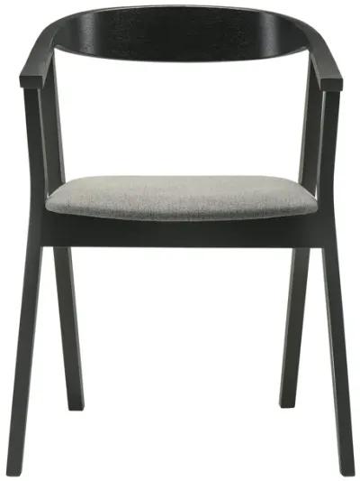 Santana Wood Dining Chair in Black Finish with Charcoal Fabric - Set of 2