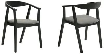 Santana Wood Dining Chair in Black Finish with Charcoal Fabric - Set of 2