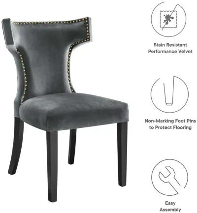 Curve Performance Velvet Dining Chairs - Set of 2