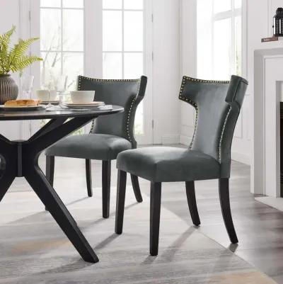 Curve Performance Velvet Dining Chairs - Set of 2