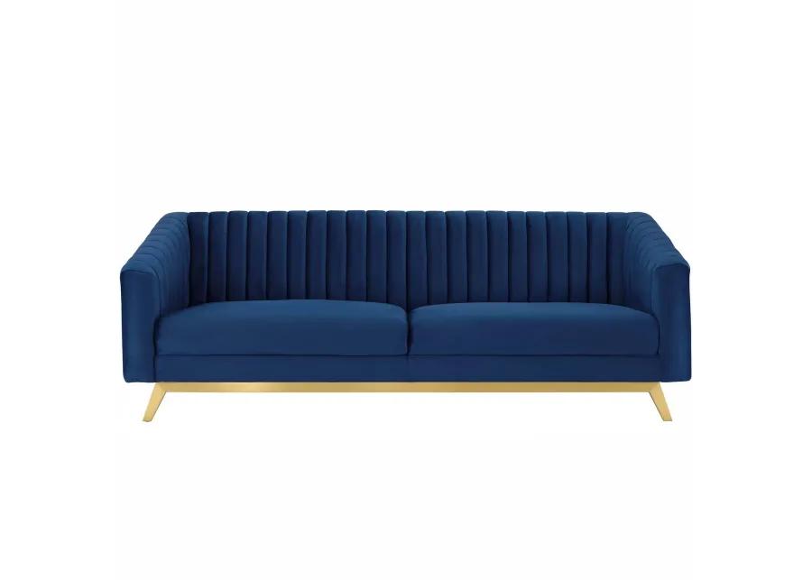 Valiant Vertical Channel Tufted Performance Velvet Sofa