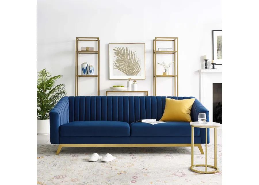 Valiant Vertical Channel Tufted Performance Velvet Sofa