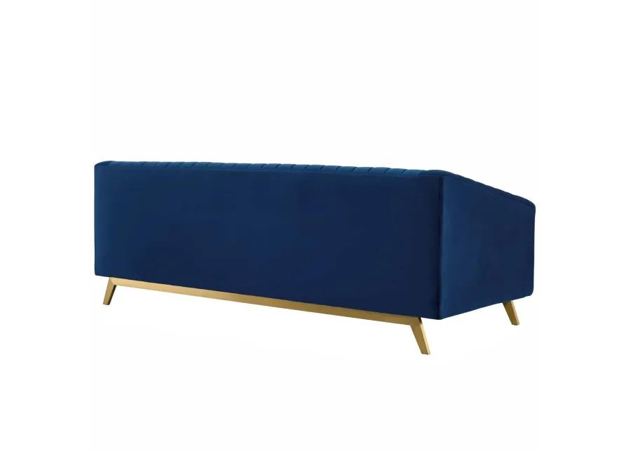 Valiant Vertical Channel Tufted Performance Velvet Sofa