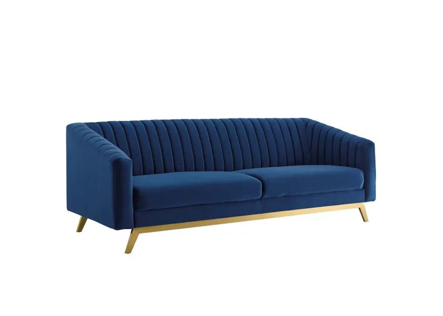 Valiant Vertical Channel Tufted Performance Velvet Sofa